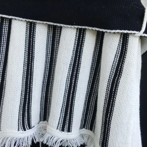 John+Jenn stipped black and white wrap  cotton knitted cardigan size M - Picture 5 of 7